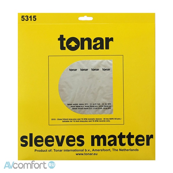 Tonar LP–10 Inch Nostatic Inner Sleeves 40 MU (50 Pcs./Pack) (5315)
