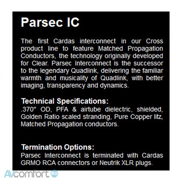 Cardas Audio Parsec IC RCA 2,5 m