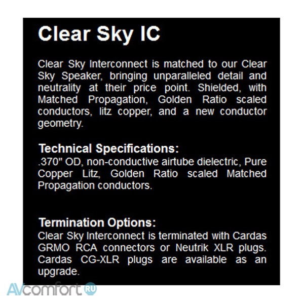 Cardas Audio Clear Sky IC RCA 1 m