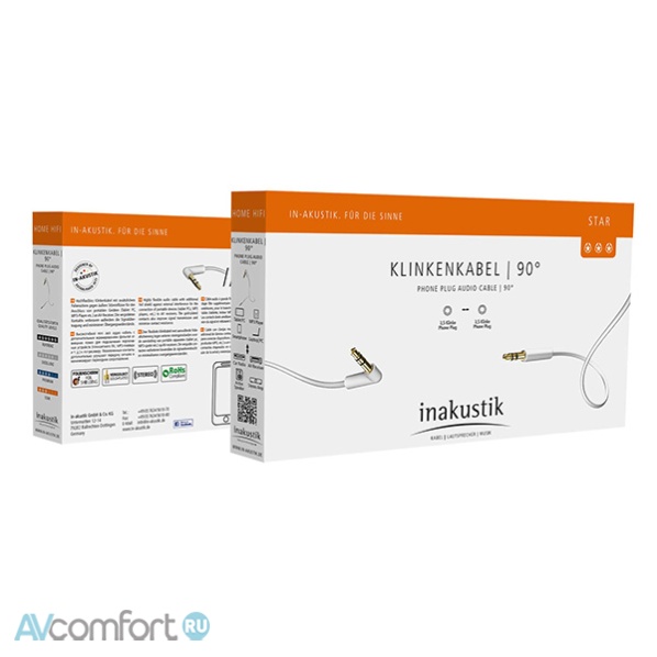 INAKUSTIK Star MP3 Audio Cable, jack 90°, 0.5 m