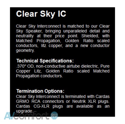 Cardas Audio Clear Sky IC RCA 1 m