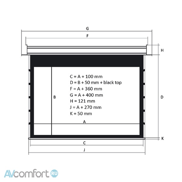 Kauber InCeiling Tensioned - BT 122&quot; 152x270 дроп 50 см. Clear Vision 16:9