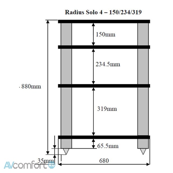 Solid Tech Radius Solo 4 black corner-pillars Walnut
