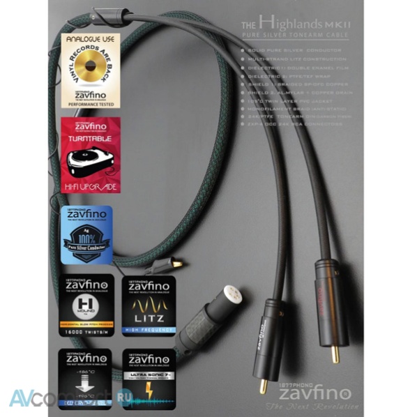 Zavfino The Highlands MkII Phono Cable Straight DIN-XLR 1,5 m