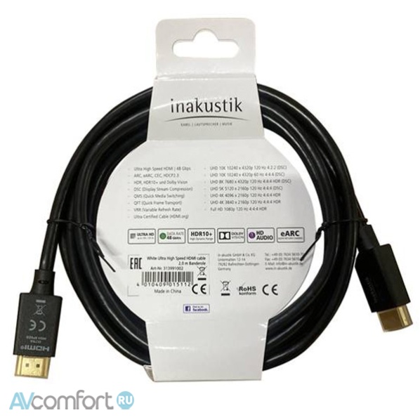 Inakustik White Ultra High Speed HDMI, 1.0 m